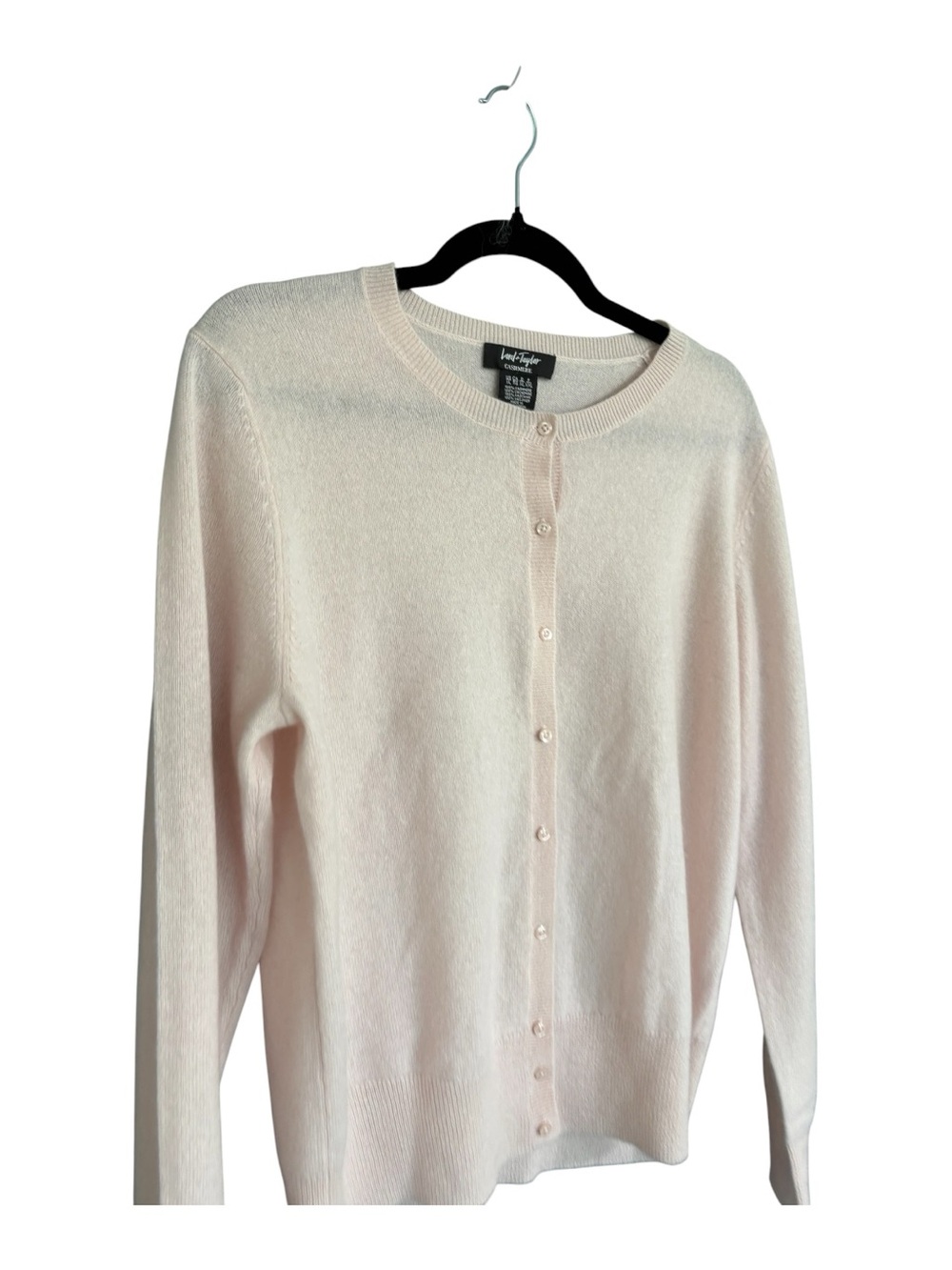 Lord & Taylor 100% Cashmere Cardigan Sweater Pale Blush Pink XL Luxury Knit - Picture 4 of 5